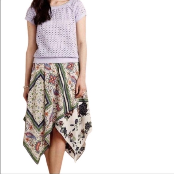 Anthropologie Maeve Skirt Far Sun Long Handkerchief Asymmetrical Boho Sz 6 - Picture 2 of 12